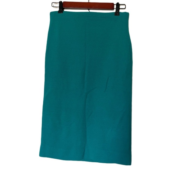 Vintage teal Blue midi knit pencil skirt body hugging Sz small - Picture 2 of 5